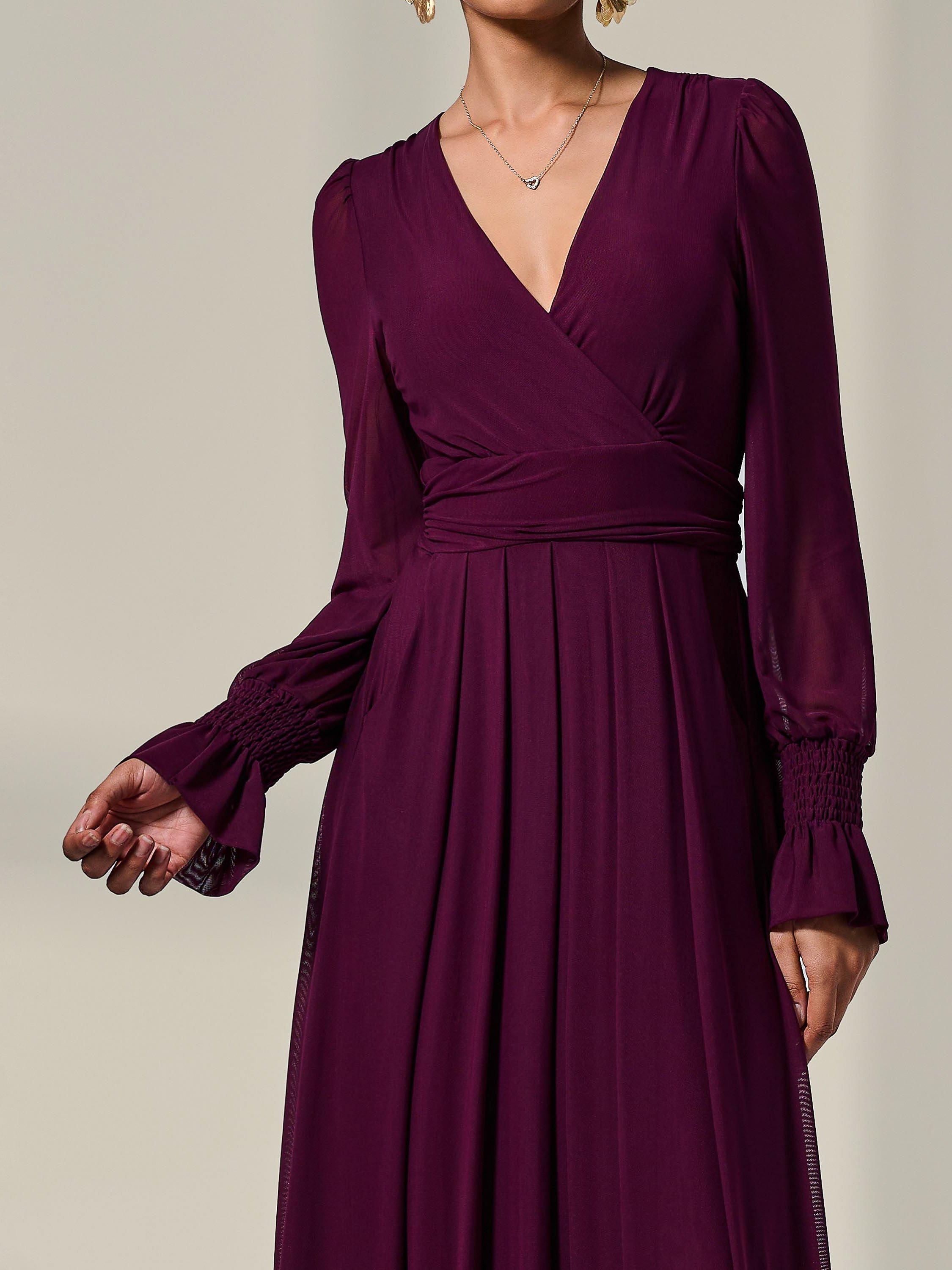 Product image 4 of 7, which shows Jolie Moi V-Neck Maxi Dress, Dark Purple, 8