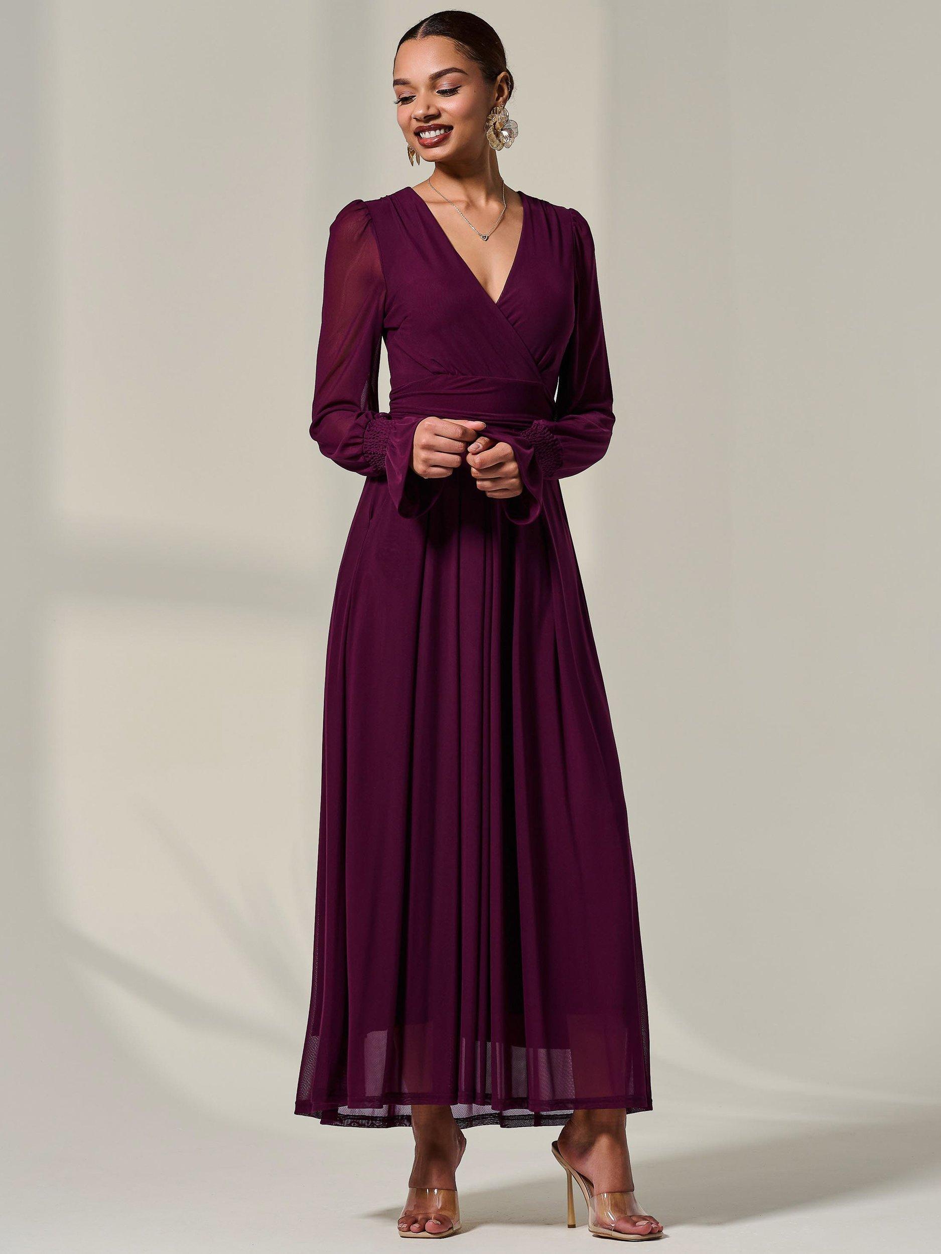 Product image 5 of 7, which shows Jolie Moi V-Neck Maxi Dress, Dark Purple, 8