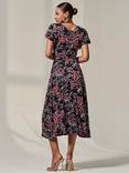 Jolie Moi Floral Jersey Wrap Midi Dress, Black