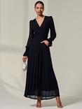 Jolie Moi V-Neck Long Sleeve Maxi Dress, Black