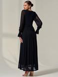 Jolie Moi V-Neck Long Sleeve Maxi Dress, Black