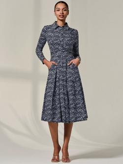 Jolie Moi Floral Button Up Midi Dress, Navy, Navy