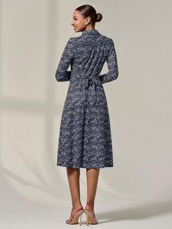Jolie Moi Floral Button Up Midi Dress, Navy - view 2, Navy