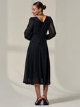 Jolie Moi Long Sleeve Midi Dress, Black