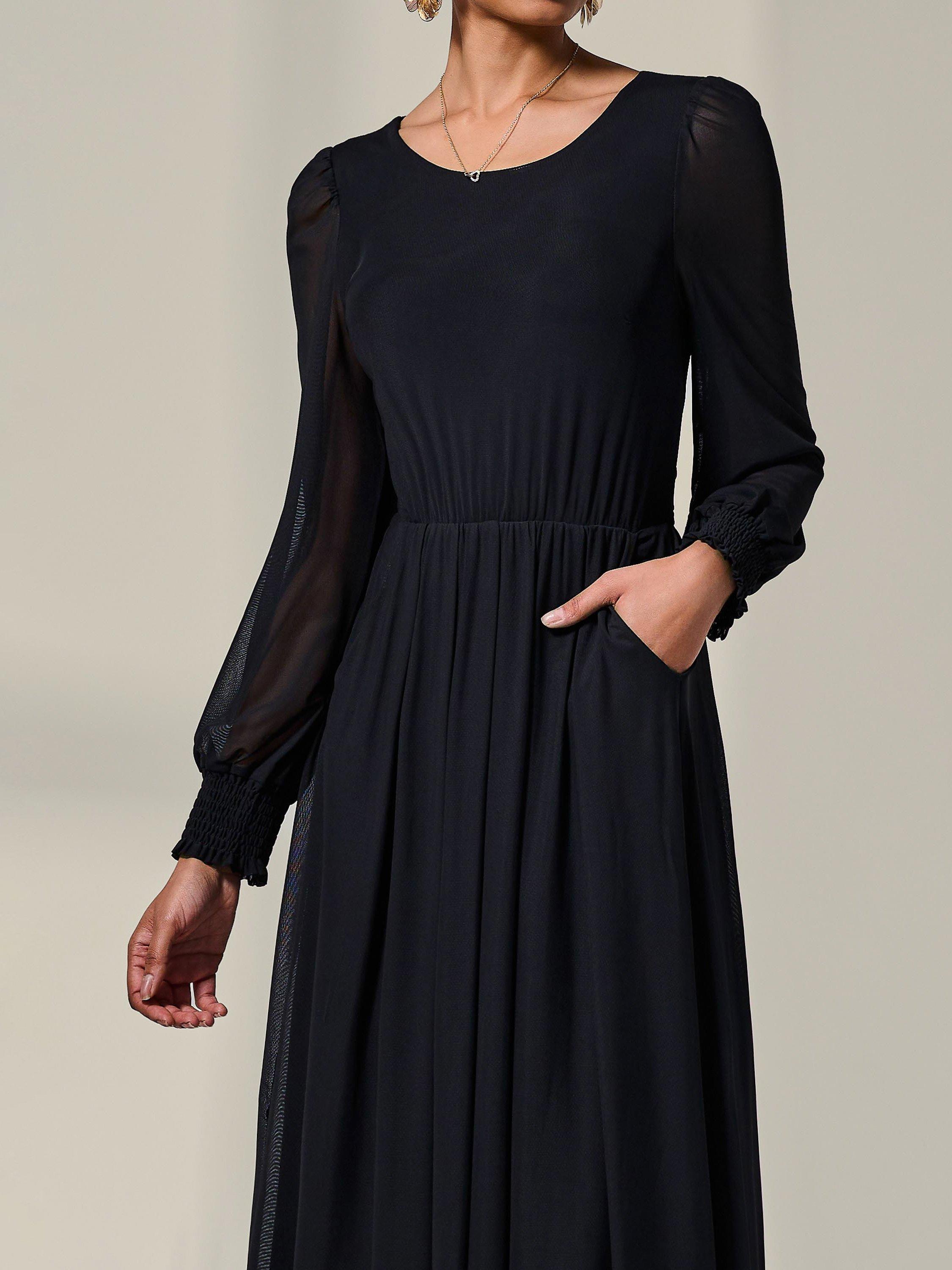 Product image 4 of 7, which shows Jolie Moi Long Sleeve Midi Dress, Black, 8