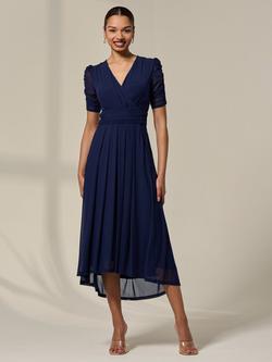 Jolie Moi Petite Puff Sleeve Midi Dress, Navy, Navy
