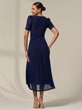 Jolie Moi Petite Puff Sleeve Midi Dress, Navy