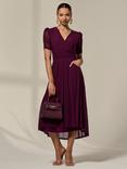 Jolie Moi Petite Wrap Midaxi Dress, Dark Purple
