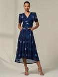 Jolie Moi Petite Floral Ruched Midi Dress, Navy Floral