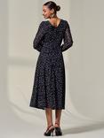 Jolie Moi Polka Dot Mesh Midi Dress, Black