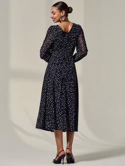Jolie Moi Polka Dot Mesh Midi Dress, Black - view 2, Black