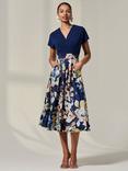 Jolie Moi Floral Short Sleeve Midaxi Dress, Navy