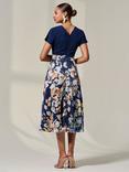 Jolie Moi Floral Short Sleeve Midaxi Dress, Navy