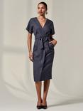 Jolie Moi Tie Waist Midi Dress, Dark Grey