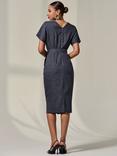 Jolie Moi Tie Waist Midi Dress, Dark Grey