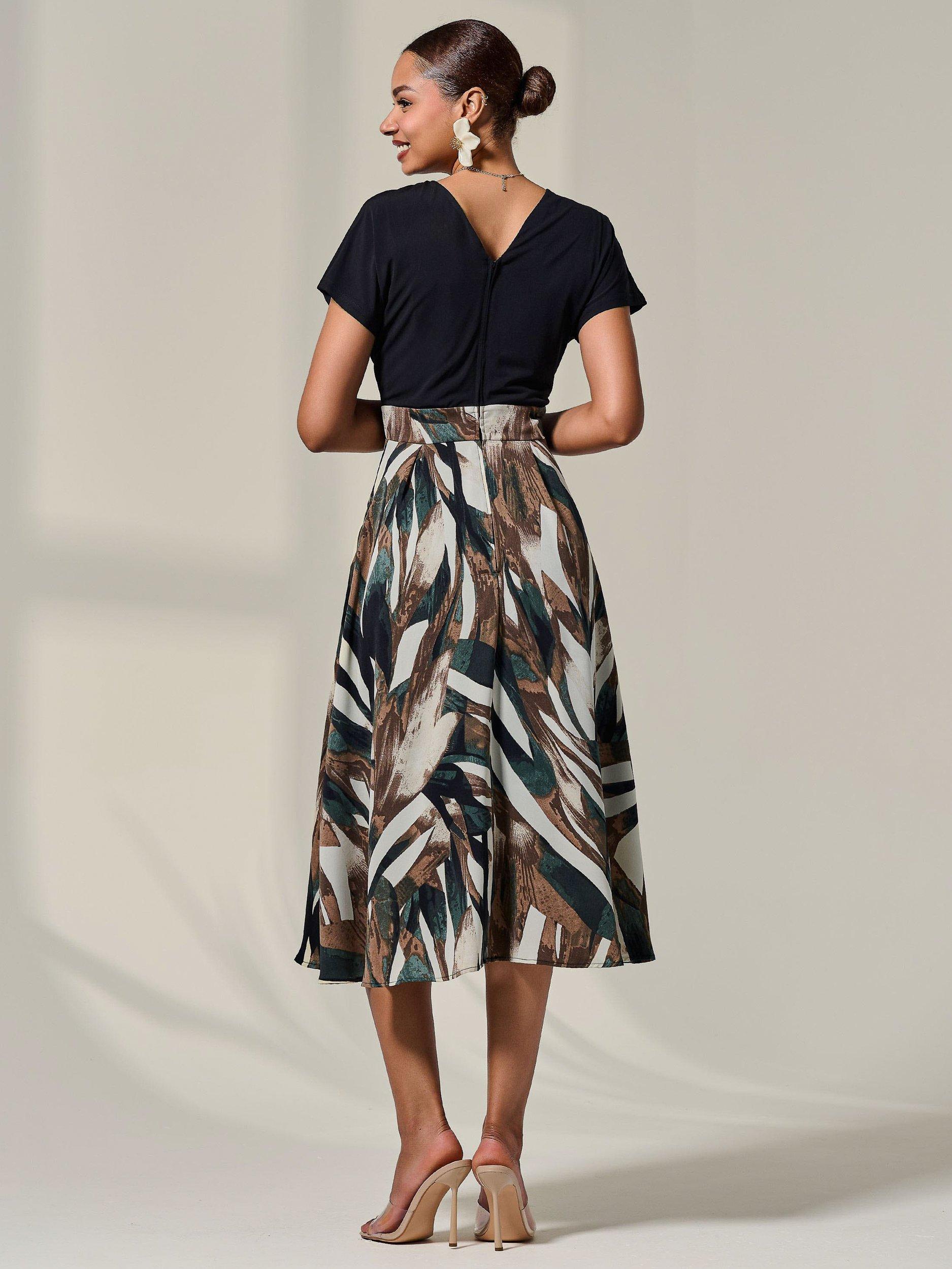 Product image 2 of 7, which shows Jolie Moi Two Tone Midaxi Dress, Black, 8