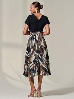 Jolie Moi Two Tone Midaxi Dress, Black - view 2, Black