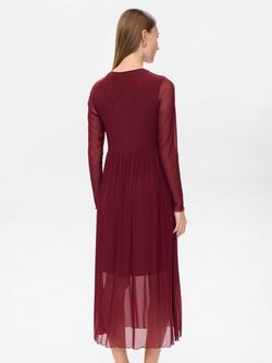 Numph Nujinnie Spot Long Sleeve Round Neck Midi Dress - view 2, Winetasting