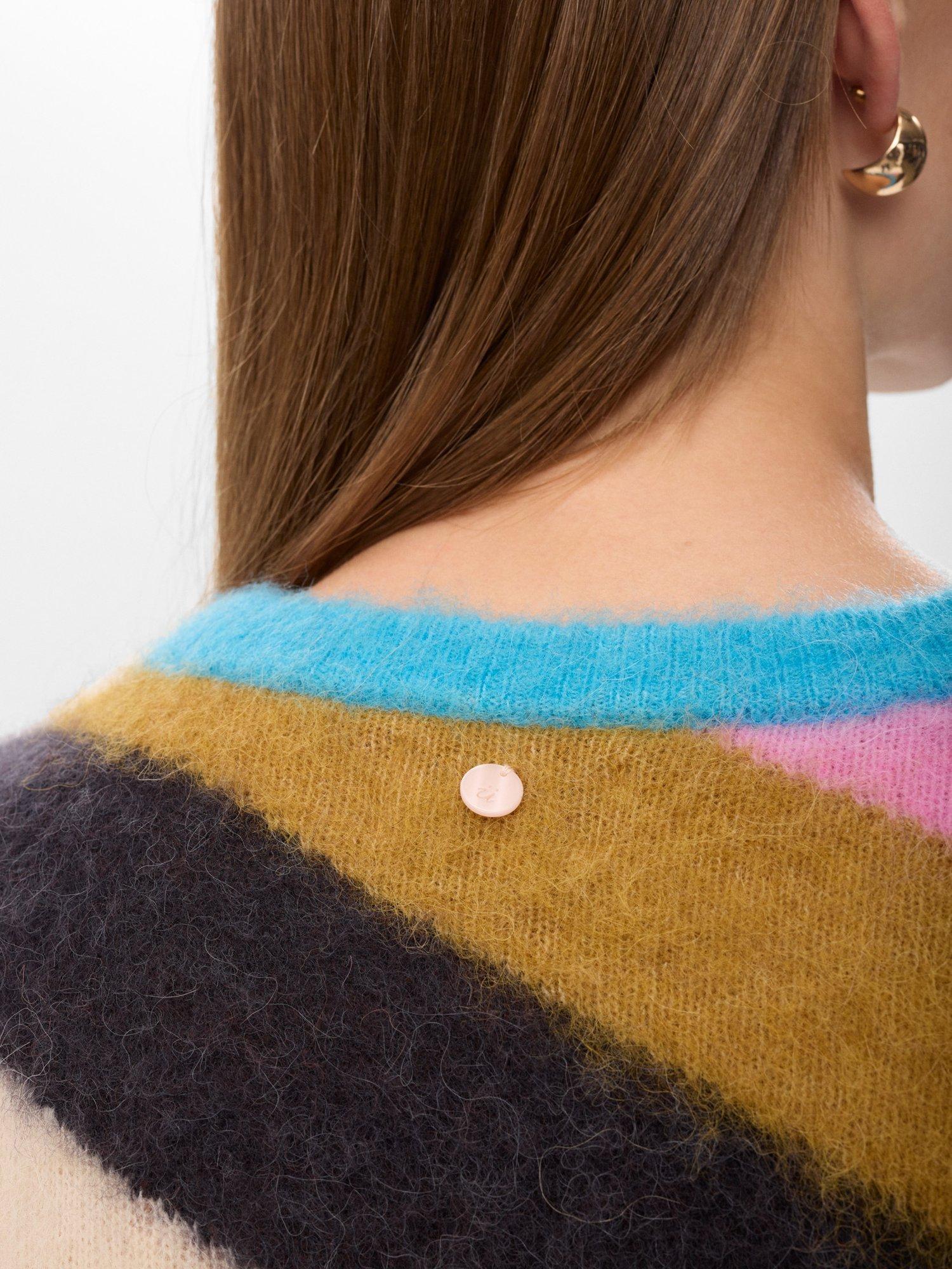 Product image 4 of 7, which shows Numph Nusuri Stripe Round Neck Jumper, Obsidian, XS