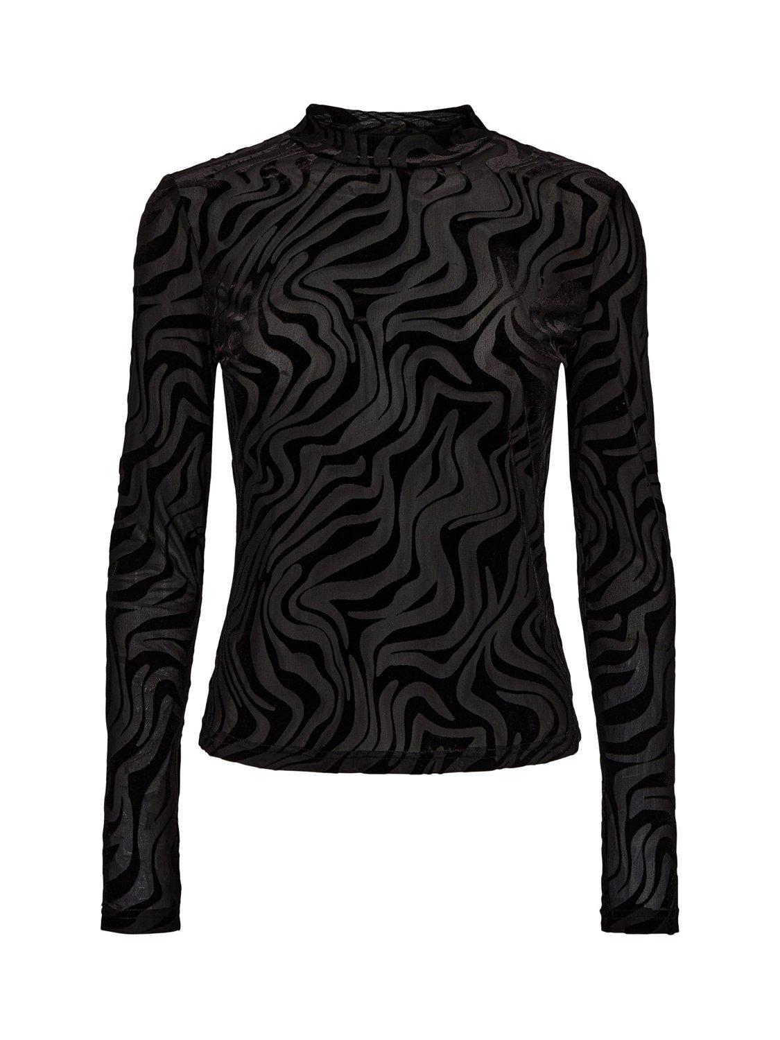 Product image 6 of 7, which shows Numph Nuvelva Long Sleeve Round Neck Blouse, Caviar, M