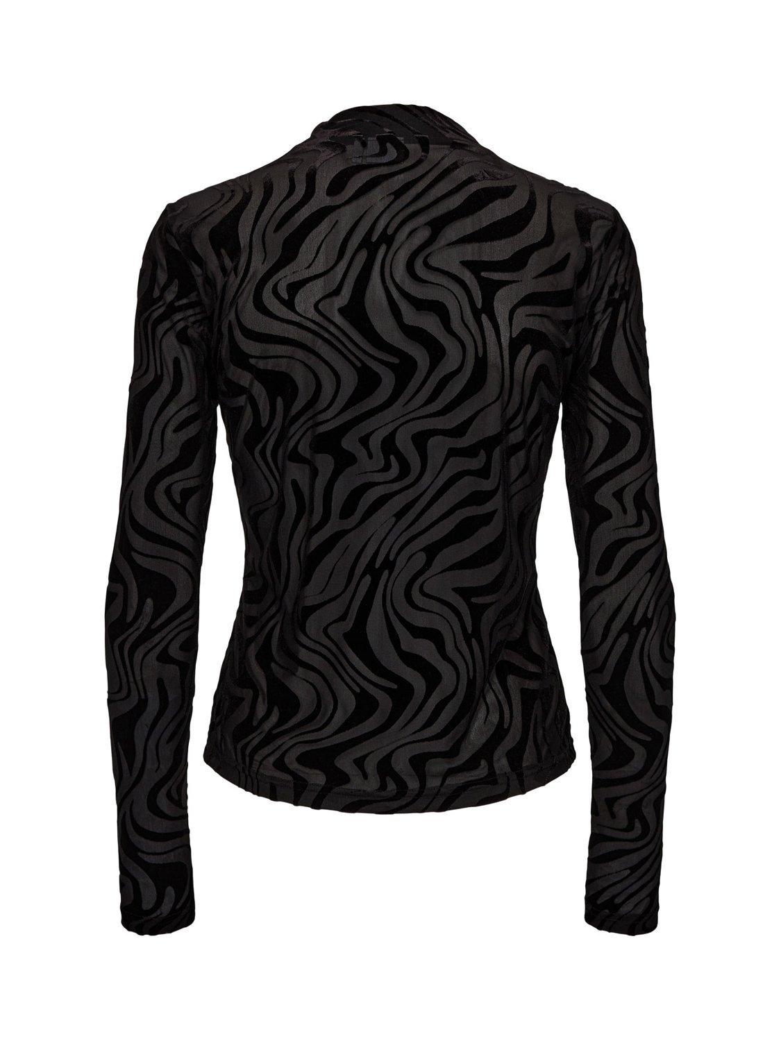Product image 7 of 7, which shows Numph Nuvelva Long Sleeve Round Neck Blouse, Caviar, M