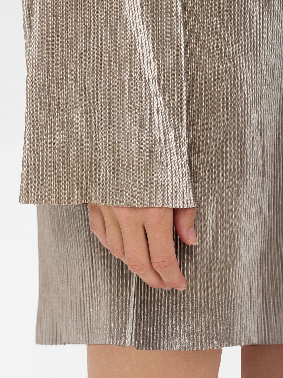 Product image 4 of 7, which shows Numph Nujiva Long Sleeve Round Neck Mini Dress, Champagne, XS