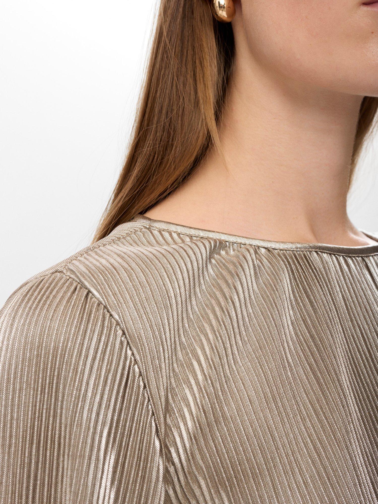 Product image 5 of 7, which shows Numph Nujiva Long Sleeve Round Neck Mini Dress, Champagne, XS