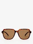 Superdry Oversized Square Sunglasses, Tortoiseshell/Brown