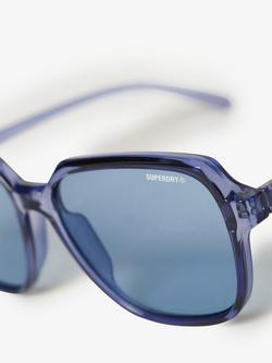 Superdry Oversized Square Sunglasses, Lavender/Purple - view 2, Indigo Blue