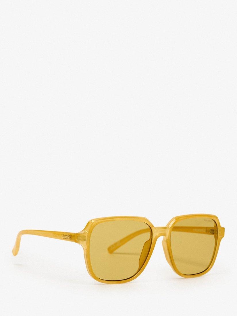 Product image 2 of 7, which shows Superdry Oversized Square Sunglasses, Milky Yellow/Brown
