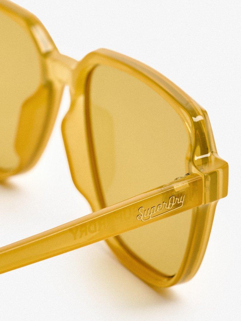 Product image 3 of 7, which shows Superdry Oversized Square Sunglasses, Milky Yellow/Brown