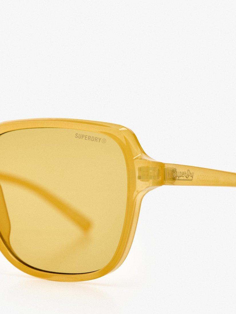 Product image 4 of 7, which shows Superdry Oversized Square Sunglasses, Milky Yellow/Brown