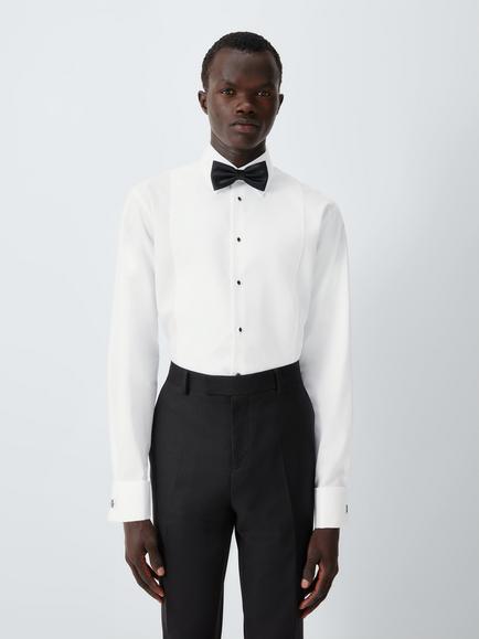 John Lewis Marcella Point Collar Double Cuff Tailored Fit Cotton Dress Shirt, White, White