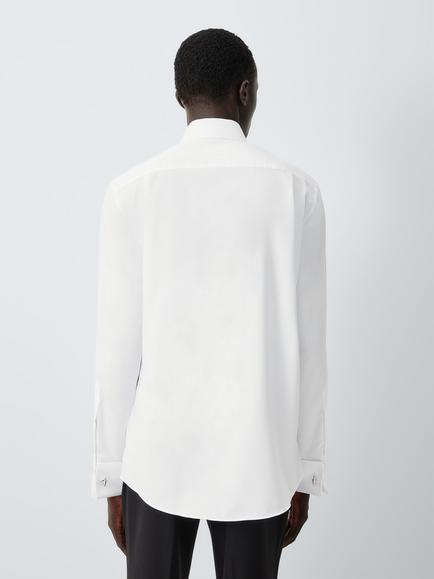 John Lewis Marcella Point Collar Double Cuff Tailored Fit Cotton Dress Shirt, White - view 2, White