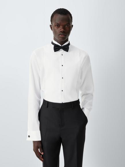 John Lewis Marcella Wing Collar Double Cuff Slim Fit Cotton Dress Shirt, White, White