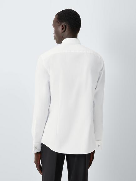 John Lewis Marcella Wing Collar Double Cuff Slim Fit Cotton Dress Shirt, White - view 2, White