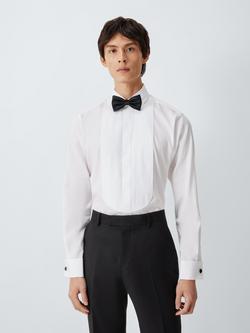 John Lewis Slim Fit Pleat Bib Front Cotton Dress Shirt, White, White