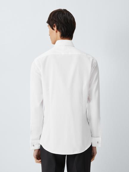 John Lewis Slim Fit Pleat Bib Front Cotton Dress Shirt, White - view 2, White