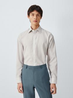 John Lewis Striped Slub Cotton Slim Fit Shirt, Neutral, Neutral