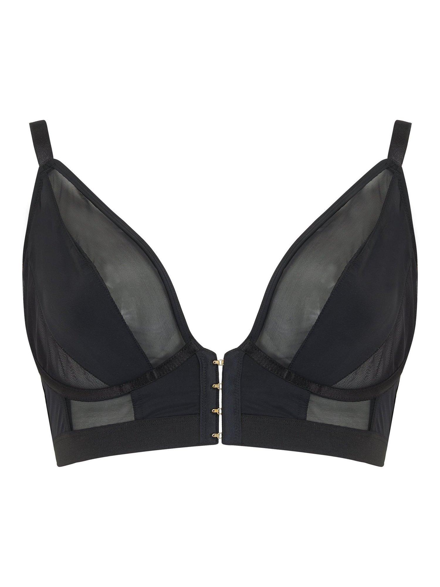 Product image 5 of 7, which shows Pour Moi India Front Fastening Longline Bralette, Black, 32B