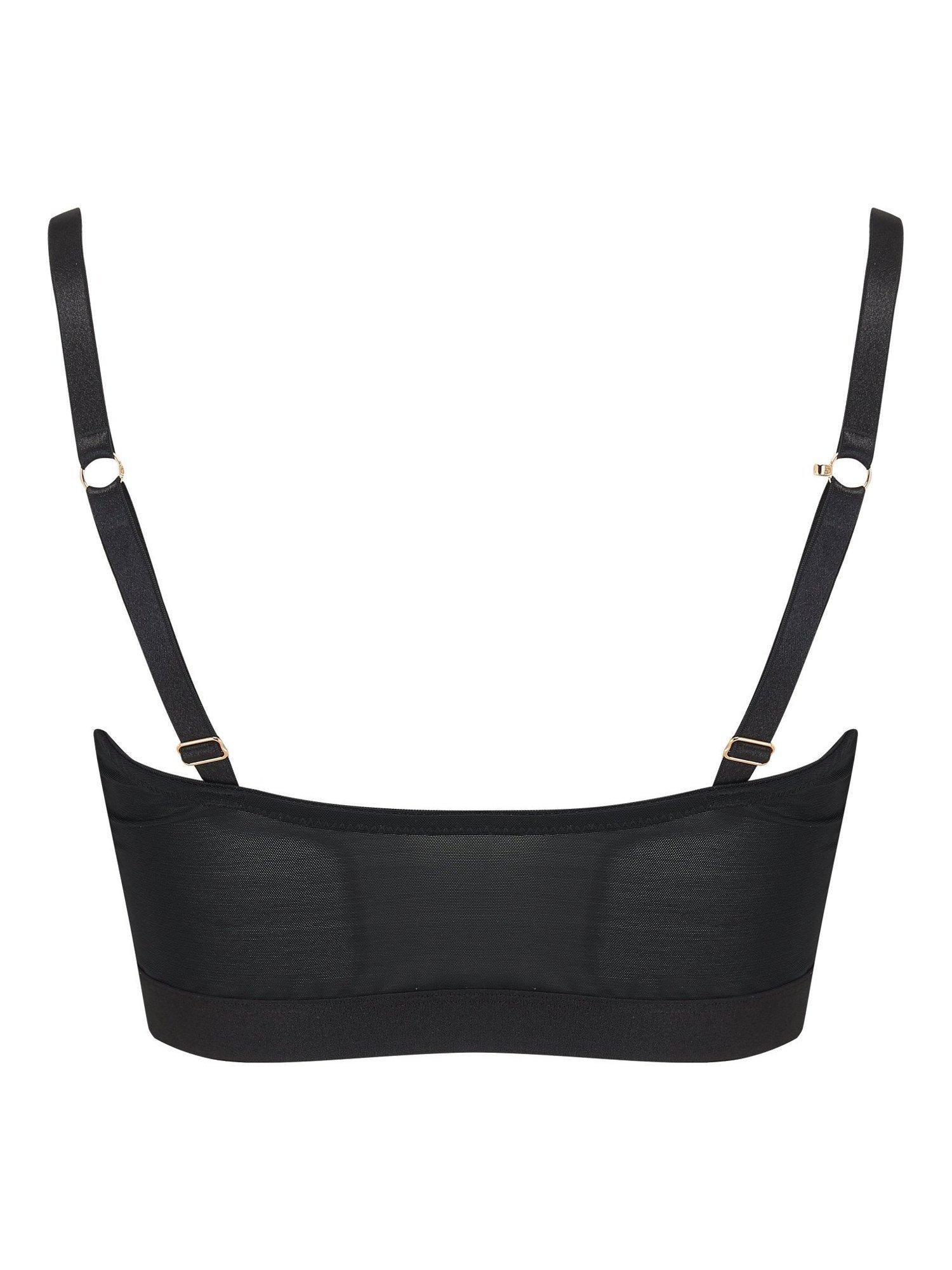 Product image 6 of 7, which shows Pour Moi India Front Fastening Longline Bralette, Black, 32B