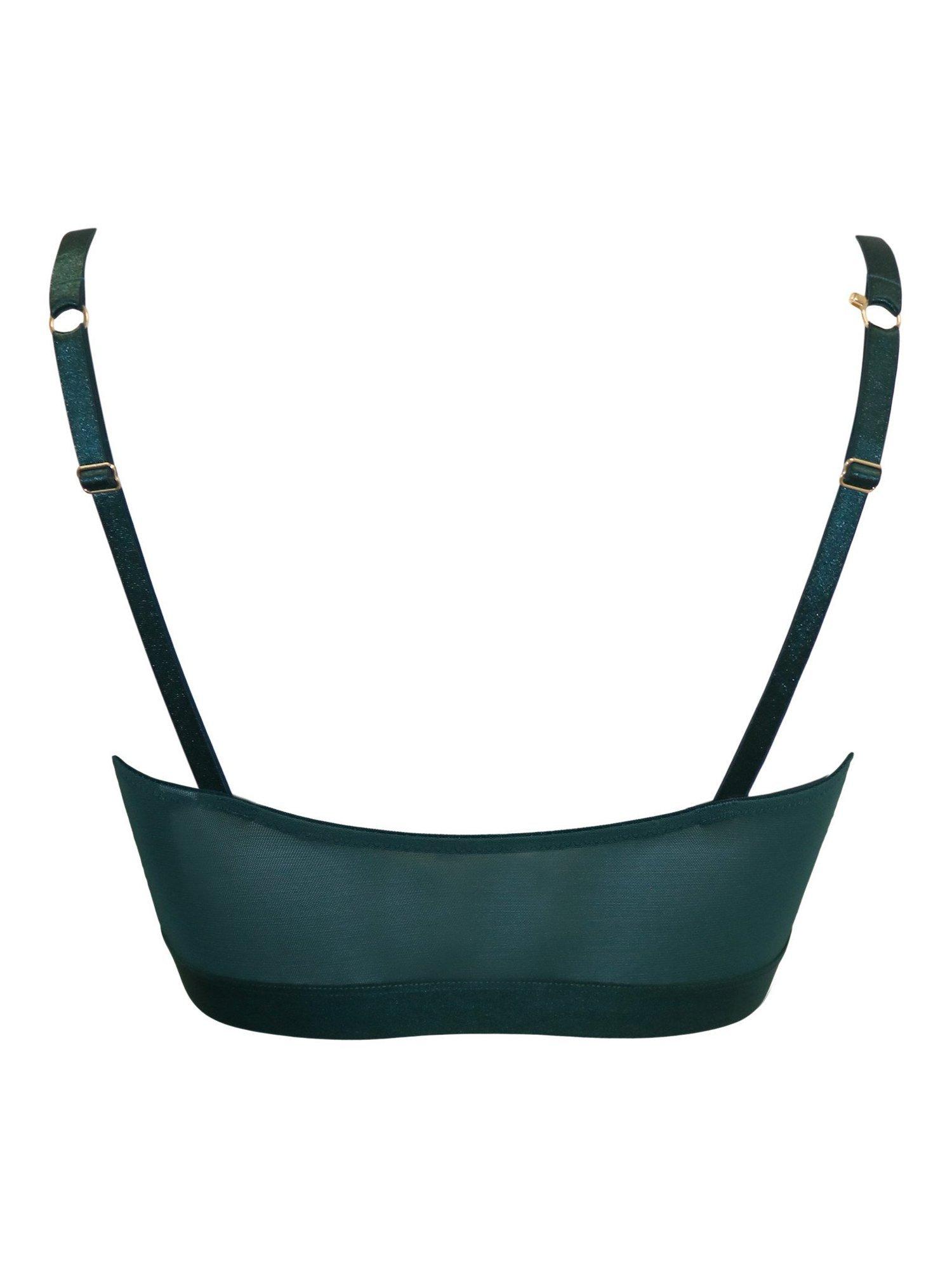 Product image 7 of 8, which shows Pour Moi India Front Fastening Longline Bralette, Forest, 32B