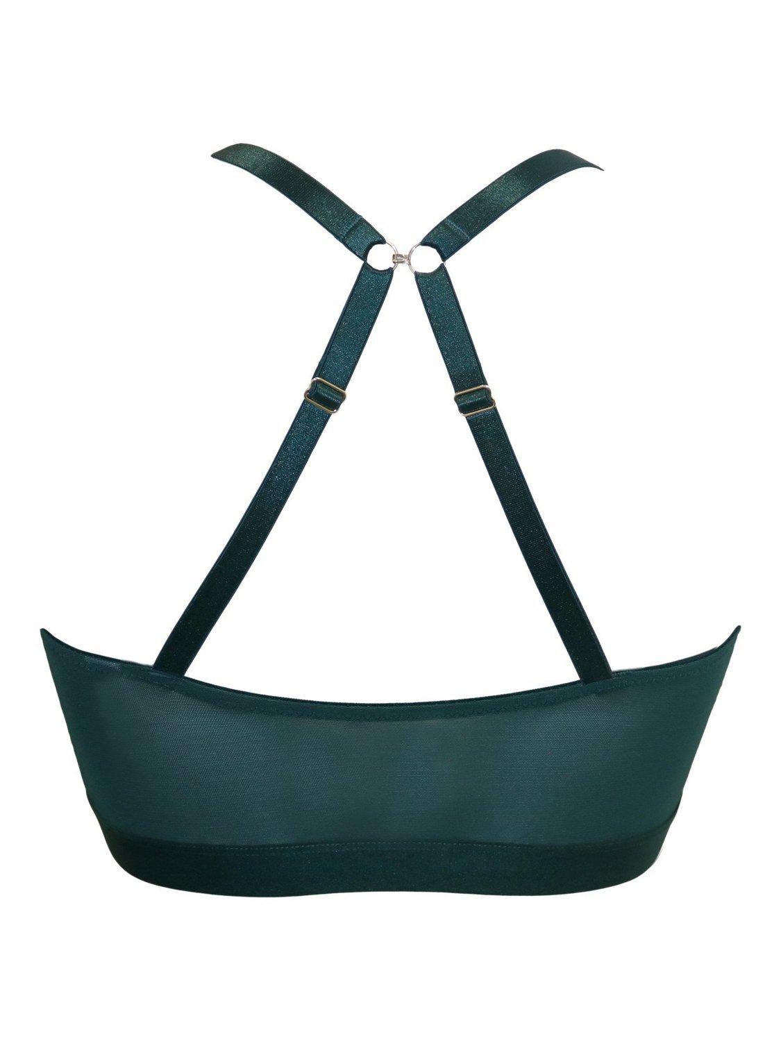 Product image 8 of 8, which shows Pour Moi India Front Fastening Longline Bralette, Forest, 32B