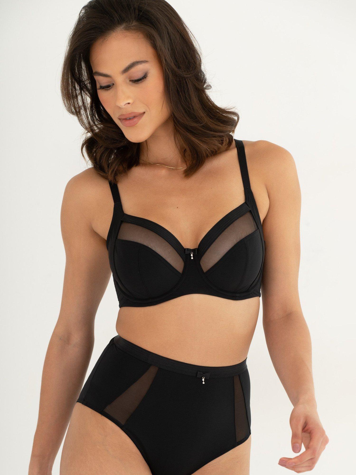 Product image 4 of 8, which shows Pour Moi Viva Luxe Non-Padded Side Support Bra, Black, 32DD