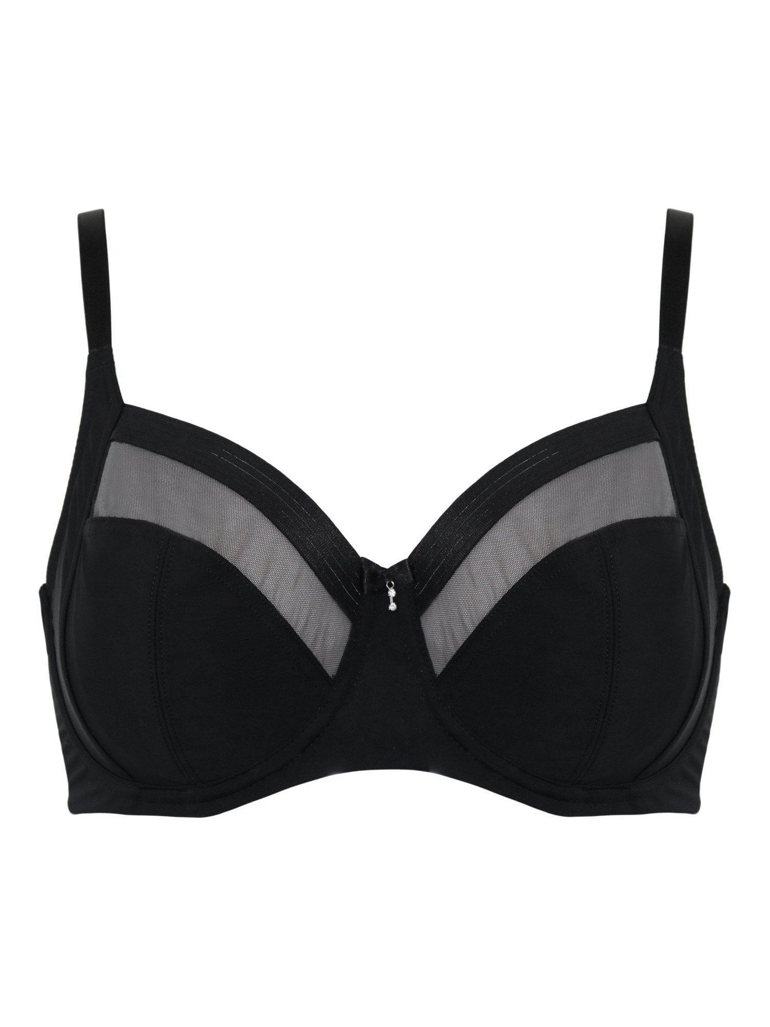 Product image 7 of 8, which shows Pour Moi Viva Luxe Non-Padded Side Support Bra, Black, 32DD