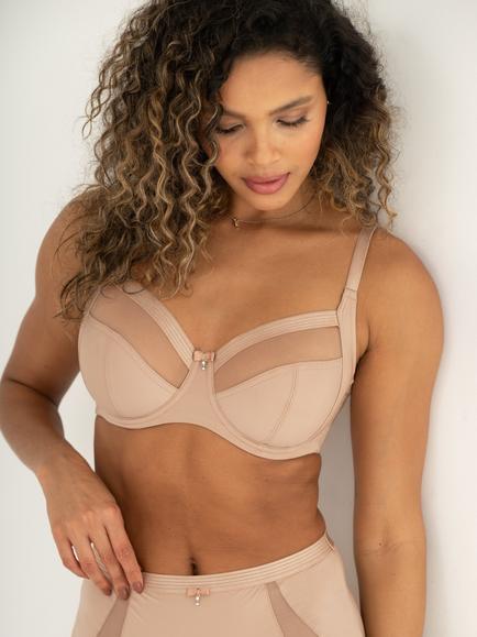 Pour Moi Viva Luxe Non-Padded Side Support Bra, Black, Toffee