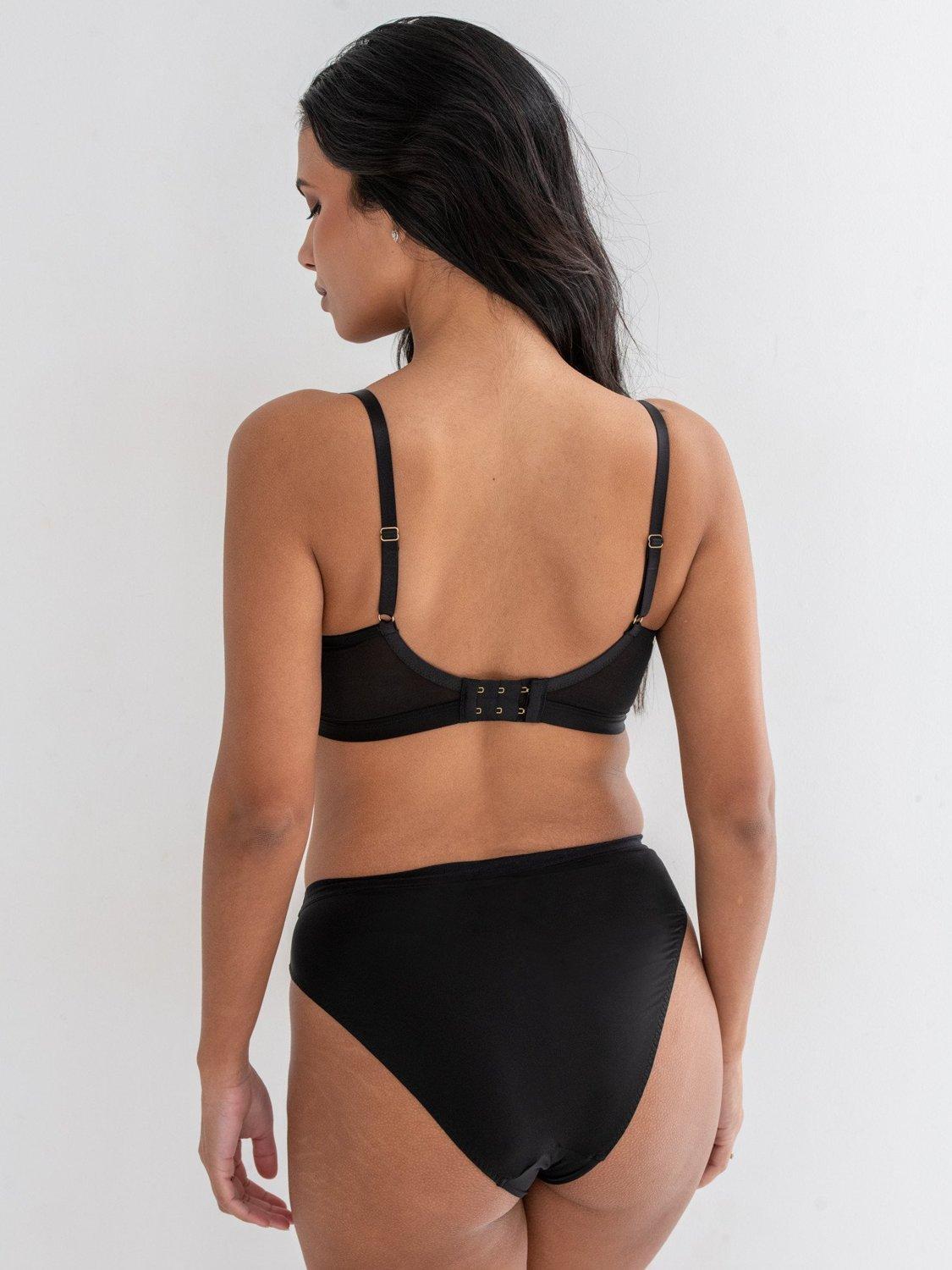 Product image 5 of 7, which shows Pour Moi Geo Sculpt High Leg Midi Knickers, Black, 8
