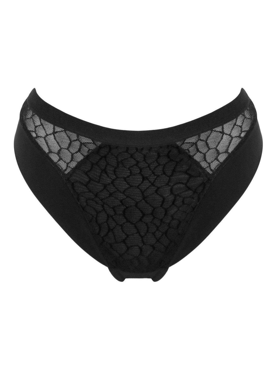 Product image 6 of 7, which shows Pour Moi Geo Sculpt High Leg Midi Knickers, Black, 8