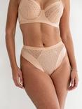 Pour Moi Geo Sculpt High Leg Midi Knickers, Toffee