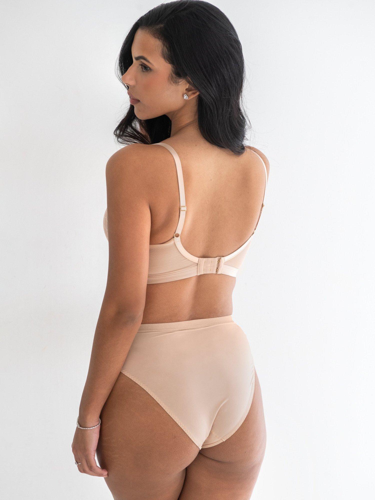 Product image 4 of 6, which shows Pour Moi Geo Sculpt High Leg Midi Knickers, Toffee, 8